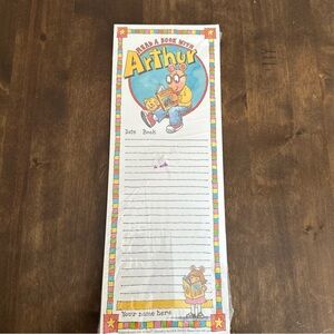Arthur Read A Book Reading Record Notepad - Marc Brown Vintage 1995 Teacher